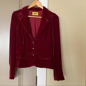 Juicy Couture Red Velour Blazer Size 4